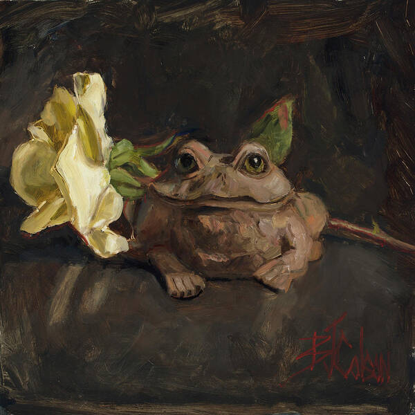 Frog Poster featuring the painting Kiss me and Find Out by Billie Colson