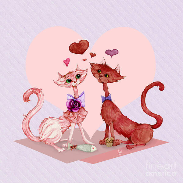 Kitty Poster featuring the painting Kitty cat love by Cindy Garber Iverson