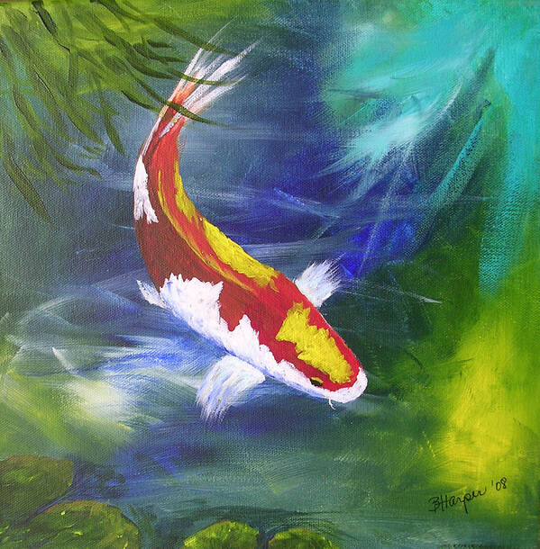 Fish Poster featuring the painting Kohaku Koi by Barbara Harper