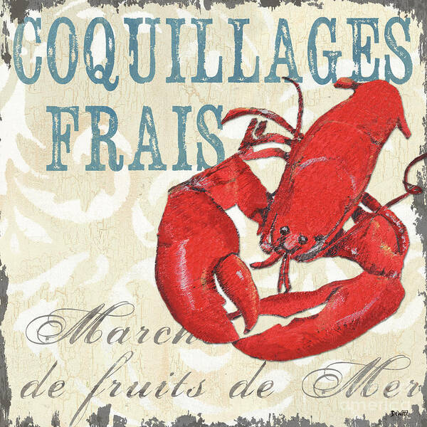 Coastal Poster featuring the painting La Mer Shellfish 2 by Debbie DeWitt