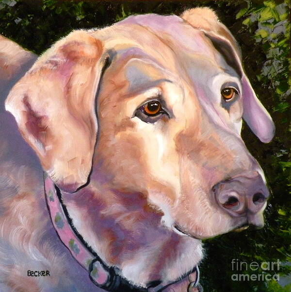 Yellow Lab Paintings Poster featuring the painting Lab One of a Kind by Susan A Becker