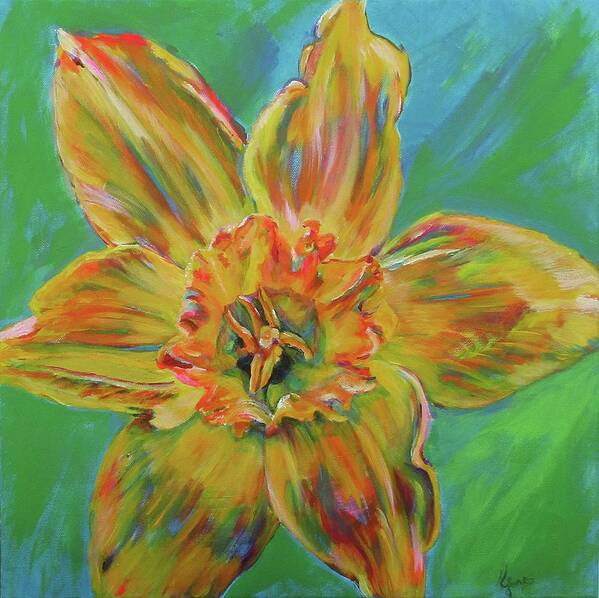 Flower Poster featuring the painting Daffodil Land of my Mother by Karin McCombe Jones