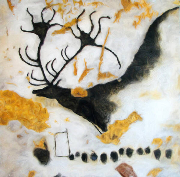 Lascaux Prehistoric Megaceros Poster featuring the digital art Lascaux Megaceros Deer by Weston Westmoreland