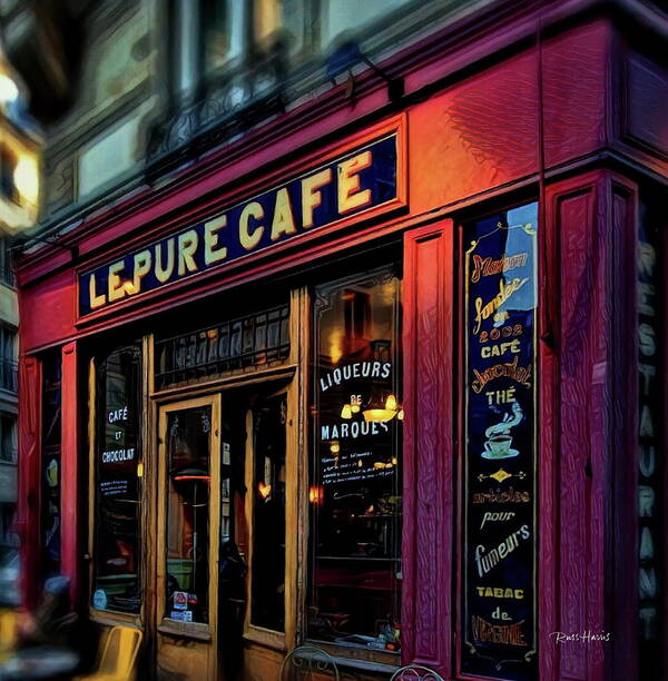 Cafe Poster featuring the digital art Le Pure Cafe - Paris by Russ Harris