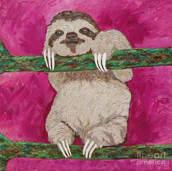 Sloth Poster featuring the painting Leisurely Life by Amy Pugh