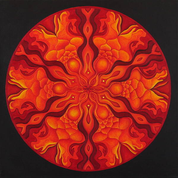 Mandala Poster featuring the painting Light my fire by Erik Grind