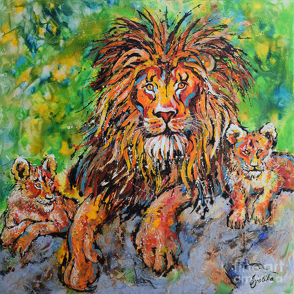  Poster featuring the painting Lion's Pride by Jyotika Shroff