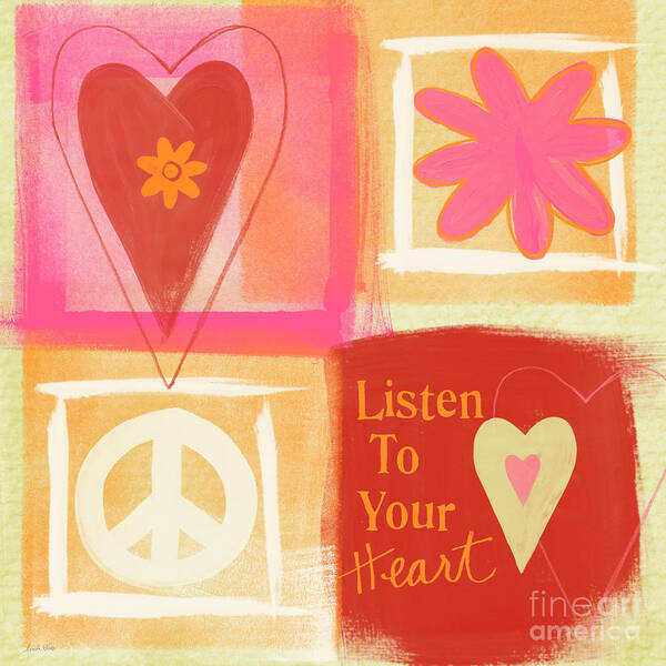 Hearts Poster featuring the painting Listen To Your Heart by Linda Woods