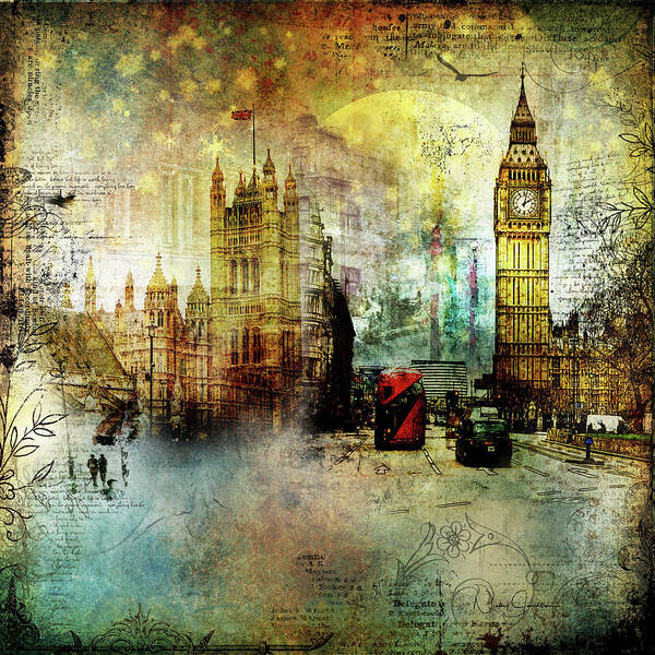 London Poster featuring the digital art London Lights by Nicky Jameson