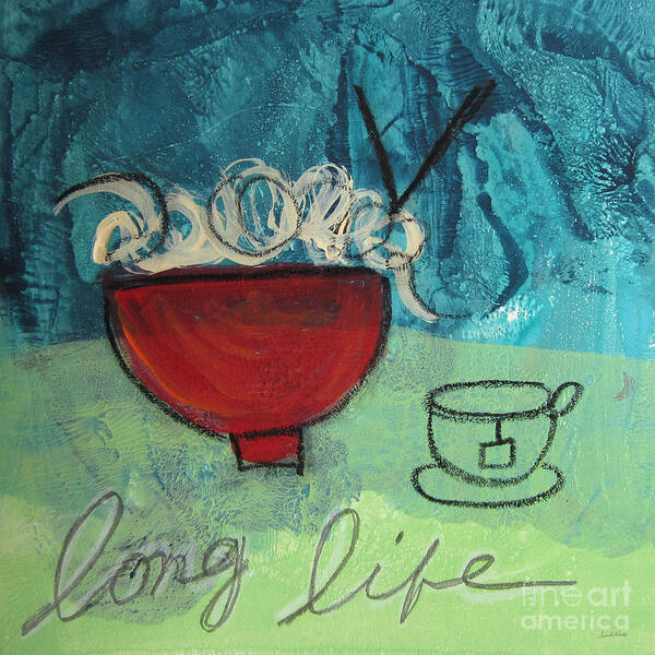 Abstract Poster featuring the painting Long Life Noodles by Linda Woods