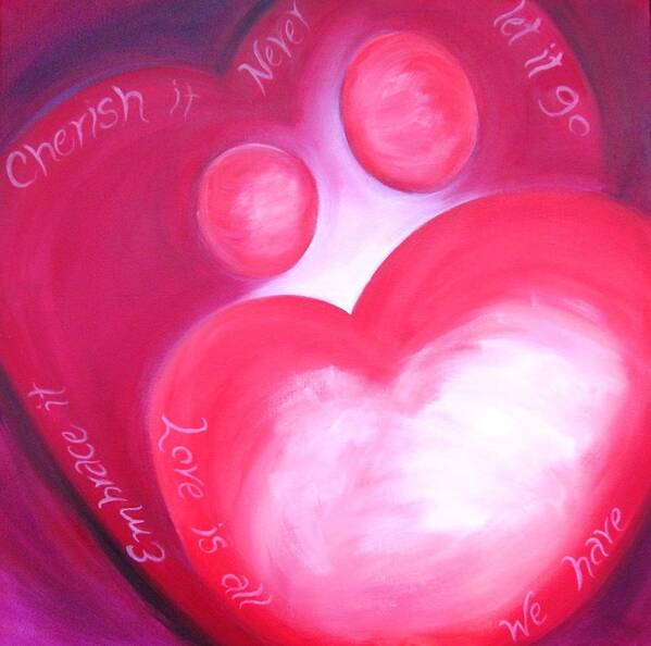 Red Poster featuring the painting Love is All We Have by Jennifer Hannigan-Green