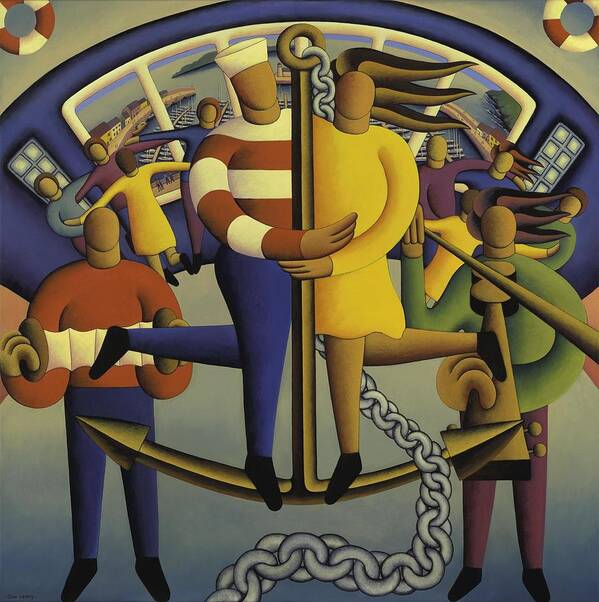 Lovers Poster featuring the painting Lovers On Anchor With Chain by Alan Kenny