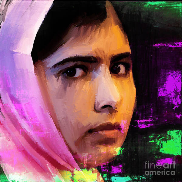Malala Yousafzai Poster featuring the painting Malala Yousaf Zai 18 by Gull G