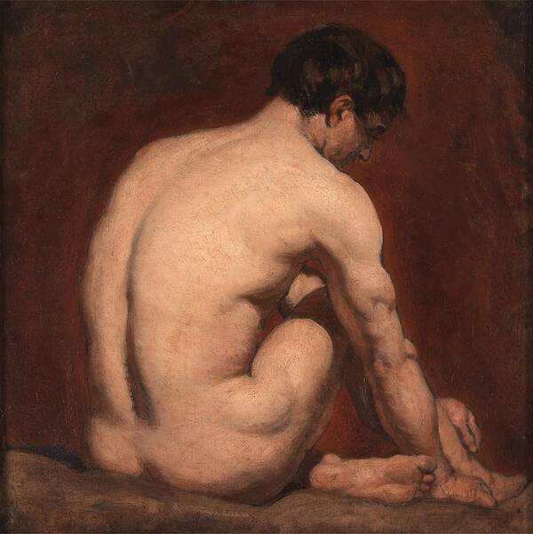  Nude Poster featuring the painting Male Nude from the Rear by William Etty