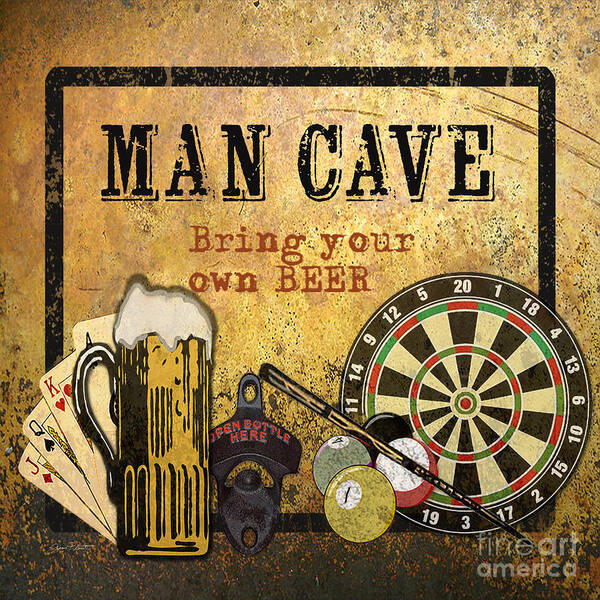 Jean Plout Poster featuring the painting Man Cave-JP2738 by Jean Plout