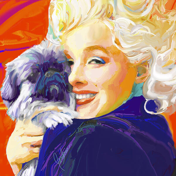 Marilyn Poster featuring the painting Marilyn 3 with Dog by Jackie Medow-Jacobson