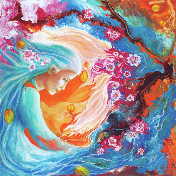 Colorful Poster featuring the painting Meditation by Valerie Graniou-Cook