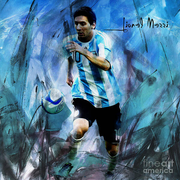  Poster featuring the painting Messi 98iu by Gull G