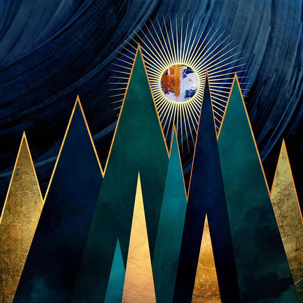 Metallic Poster featuring the digital art Metallic Peaks by Spacefrog Designs