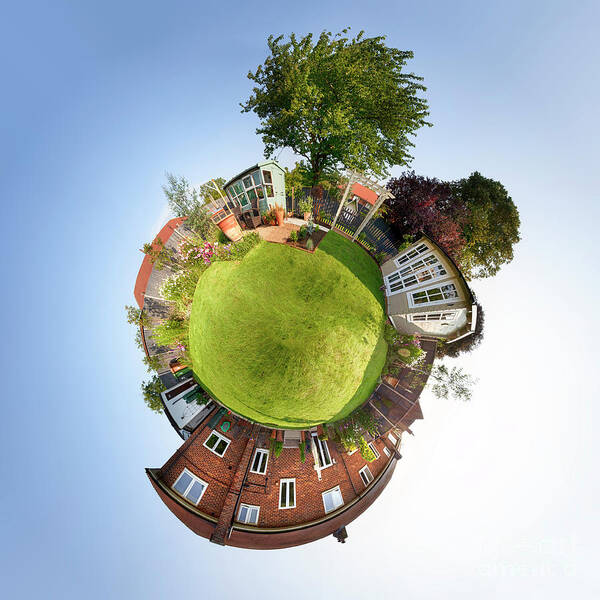 Mini Poster featuring the photograph Mini planet concept home and garden by Simon Bratt