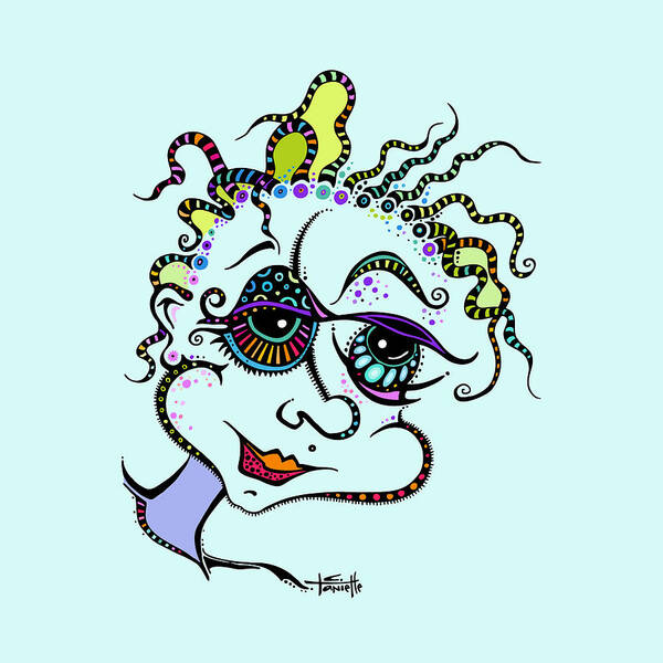 Color Added To Black And White Drawing Of Girl Poster featuring the digital art Modern Day Medusa by Tanielle Childers