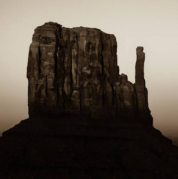 America Poster featuring the photograph Monument Valley Mitten Utah Arizona - Soft Sepia by Gregory Ballos