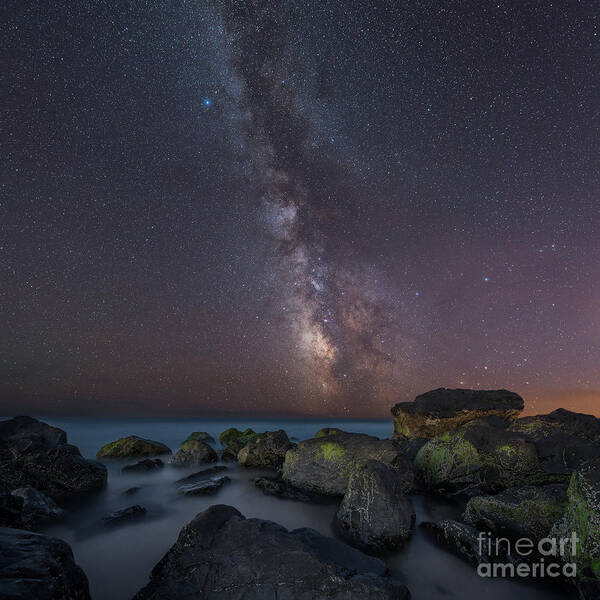 Moonlit Poster featuring the photograph Moonlit Beach by Michael Ver Sprill