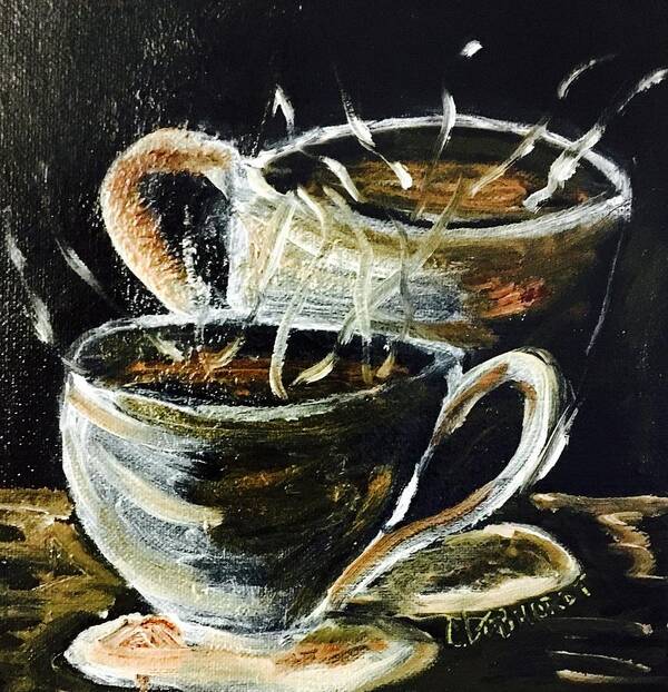 Cups Poster featuring the painting Morning coffee by Chuck Gebhardt