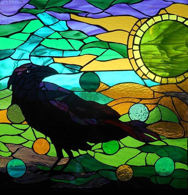 Mosaic Poster featuring the glass art Mosaic Stained Glass - Many Moons by Catherine Van Der Woerd