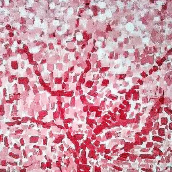 Pink Poster featuring the painting Mosaic Tree by Suzanne Berthier
