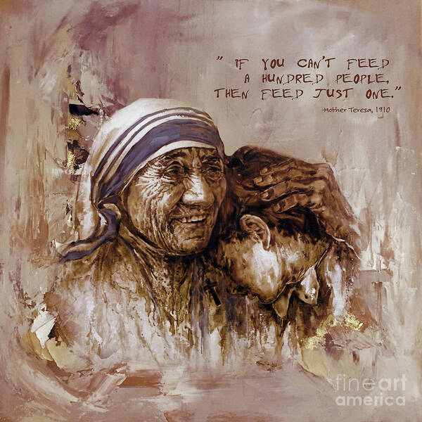 Mother Teresa Poster featuring the painting Mother Teresa of Calcutta by Gull G