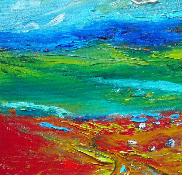 Abstract Poster featuring the painting Mountain View by Susan Esbensen