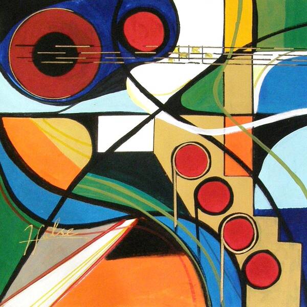 Music Poster featuring the painting Musical abstract by Gina Welds