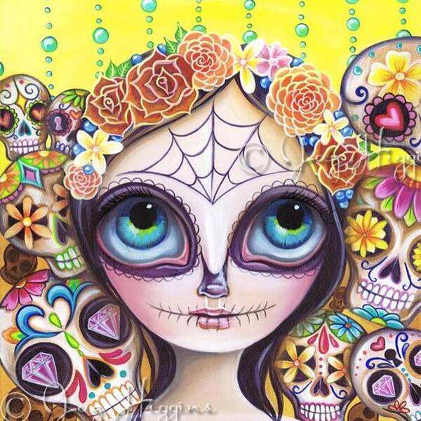 Whimsical Poster featuring the photograph My Original sugar Skull Princess by Jaz Higgins