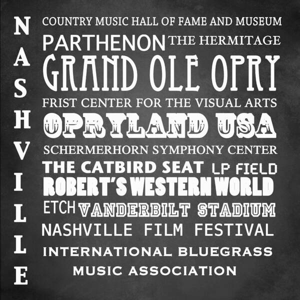 Nashville Poster featuring the digital art Nashville Famous Landmarks by Patricia Lintner