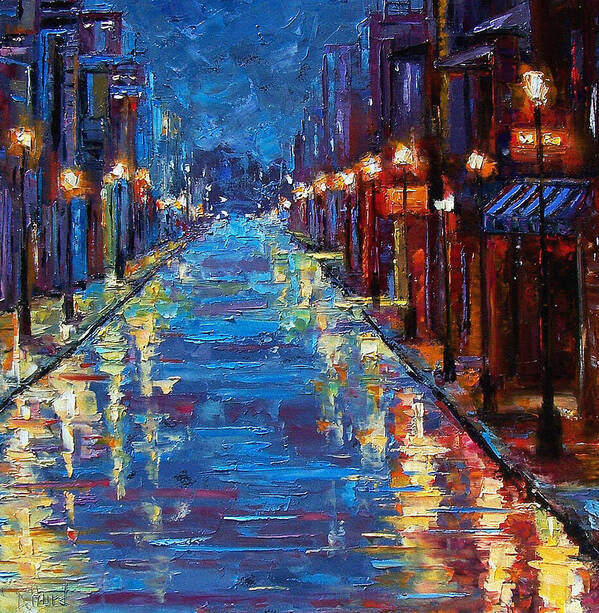 Cityscape Poster featuring the painting New Orleans Bourbon Street by Debra Hurd