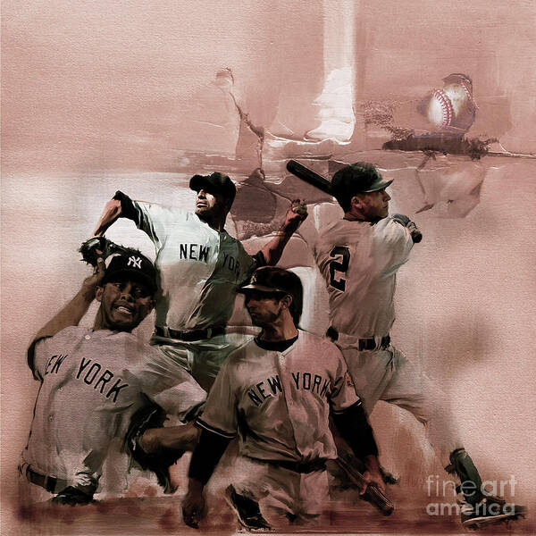 Baseball Poster featuring the painting New York Baseball by Gull G