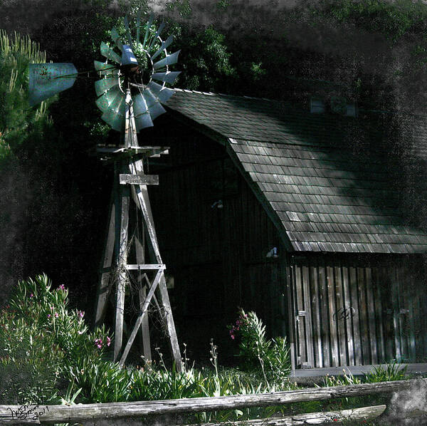 Farm Poster featuring the photograph NightMill by Monroe Snook