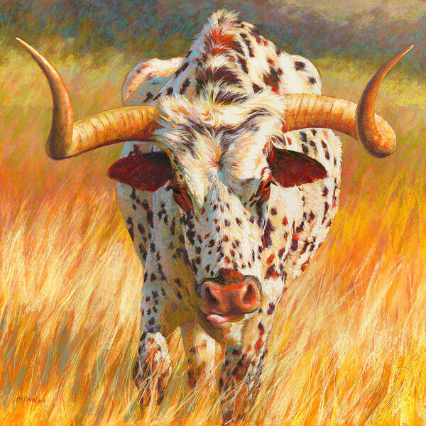 Cow Poster featuring the pastel No Bull by Rita Kirkman