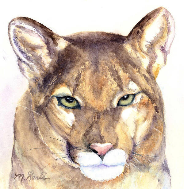 Mountain Lion Poster featuring the painting October Lion by Marsha Karle