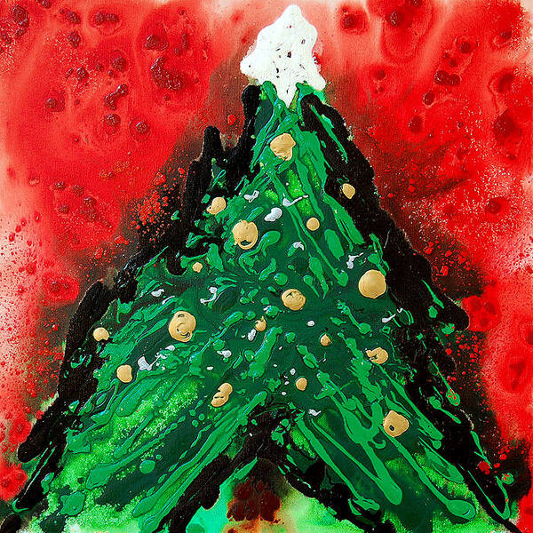 Christmas Poster featuring the painting Oh Christmas Tree by Sharon Cummings