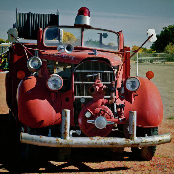 Firetruck Poster featuring the photograph Old Firetruck II SQ by David Gordon