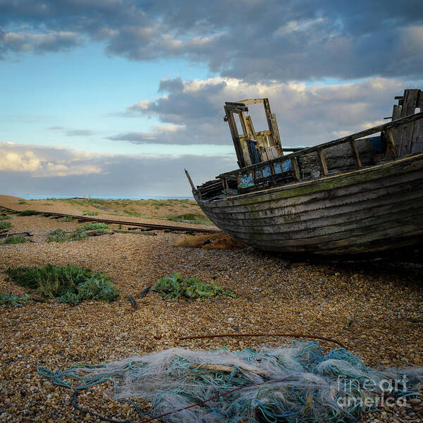 Sea Poster featuring the photograph Old Fishing Boat, Dungeness by Perry Rodriguez