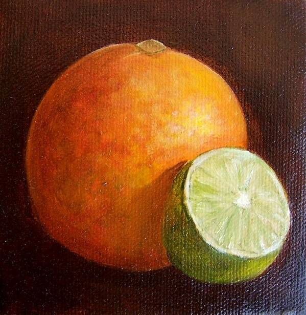 Orange Poster featuring the painting Orange and Lime 9 by Susan Dehlinger
