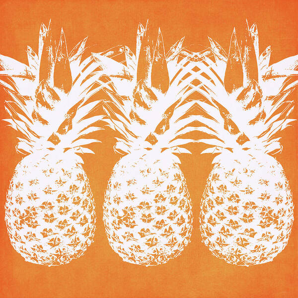 Pineapple Poster featuring the painting Orange and White Pineapples- Art by Linda Woods by Linda Woods