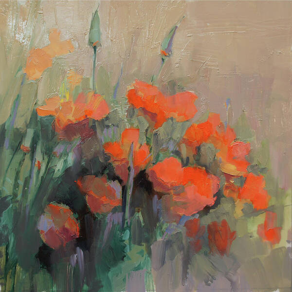 Floral Poster featuring the painting Orange Poppies by Cathy Locke