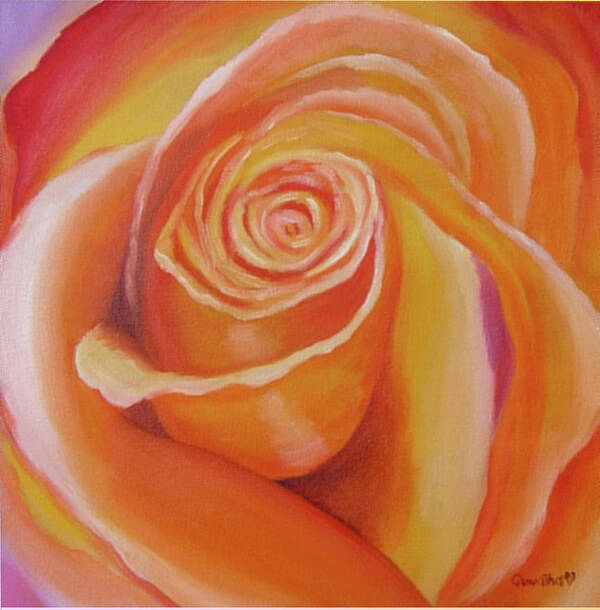 Orange Poster featuring the painting Orange Rose by Quwatha Valentine