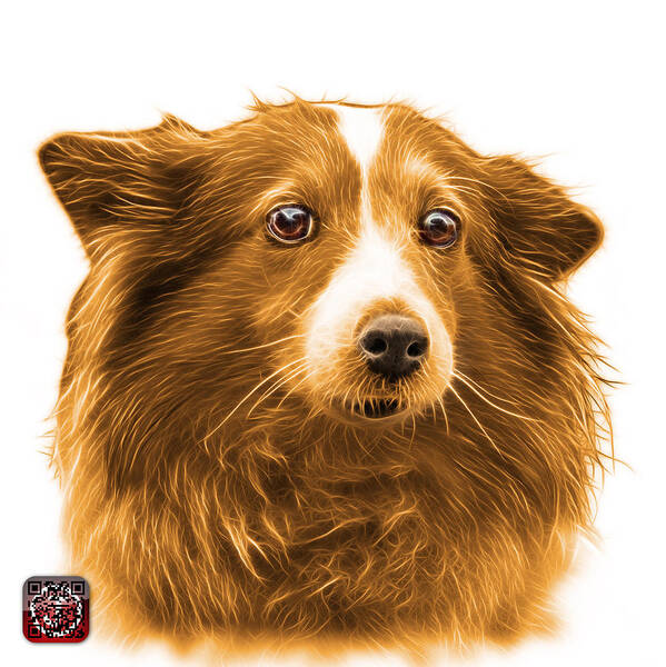 Sheltie Poster featuring the mixed media Orange Shetland Sheepdog Dog Art 9973 - WB by James Ahn