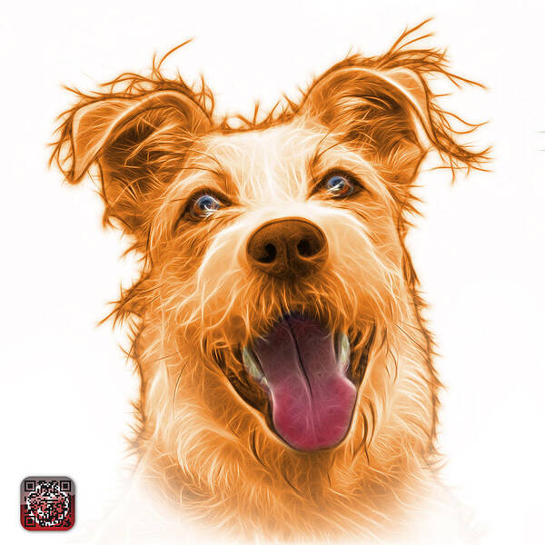 Terrier Poster featuring the painting Orange Terrier Mix 2989 - WB by James Ahn
