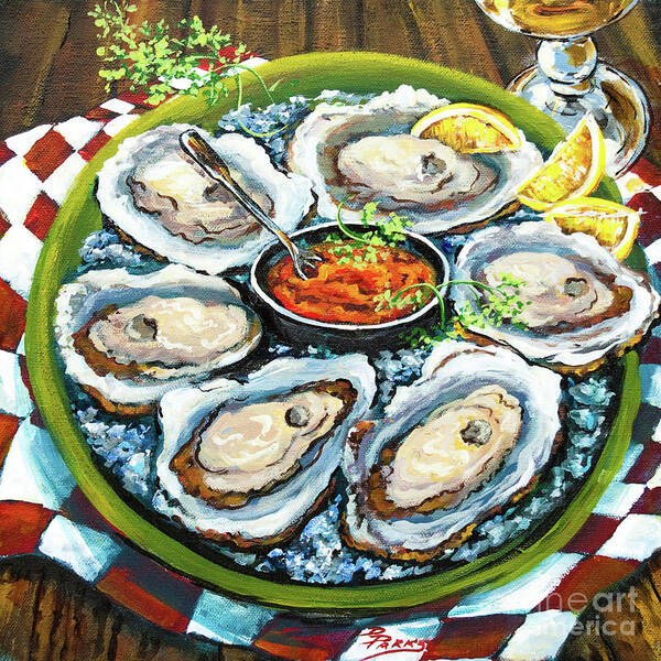 Oysters Poster featuring the painting Oysters on the Half Shell by Dianne Parks